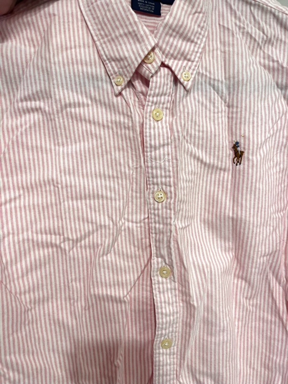 Vintage Ralph Lauren Pink and White Candy Stripe Button-Down Shirt